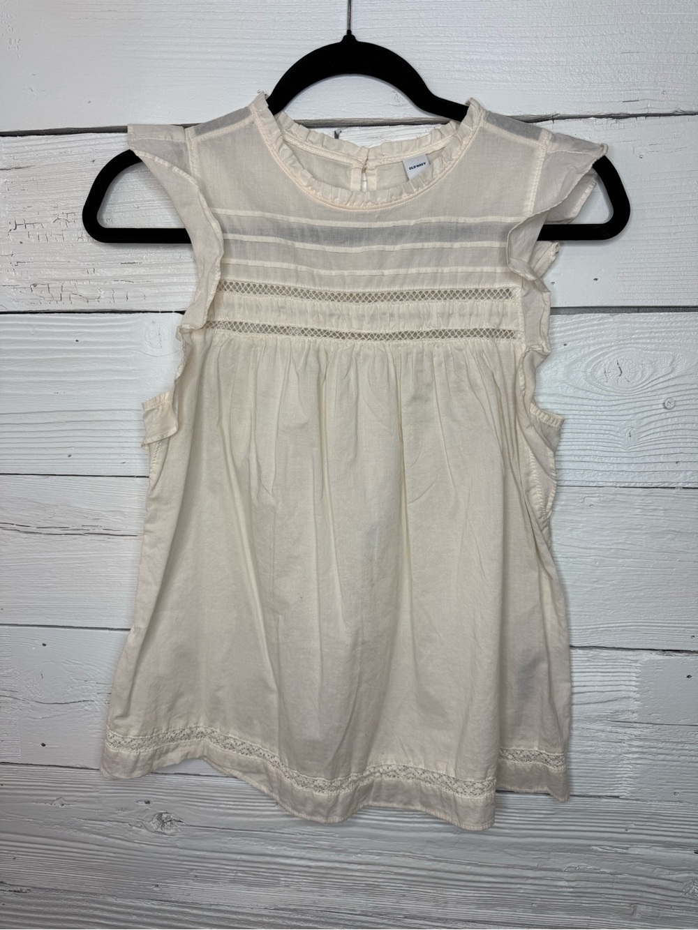 Old Navy Cream Ruffled Neckline Sleeveless Top